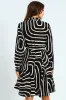 Abstract Button Through Godet Tea Dress - Black/Cream sold by Edgars