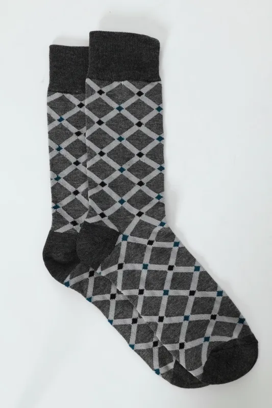 Print Single Anklet Socks - Mid Grey Melange sold by Edgars