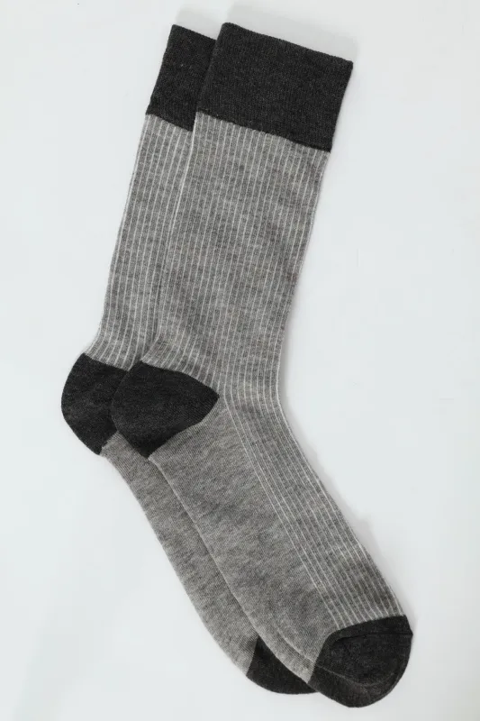 Rib Look Single Anklet Socks - Light Grey sold by Edgars