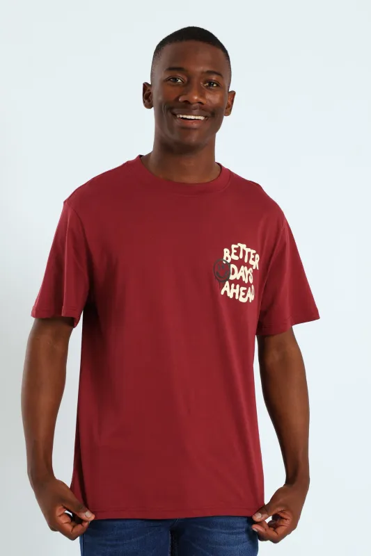 Better Days Ahead Front & Back Tee - Burgundy sold by Edgars