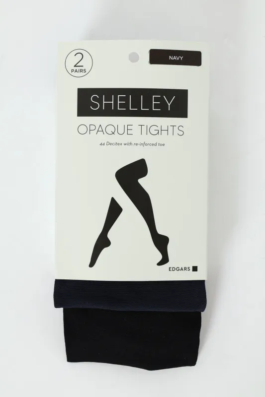 2 Pack Opaque Stockings - Black/Navy sold by Edgars