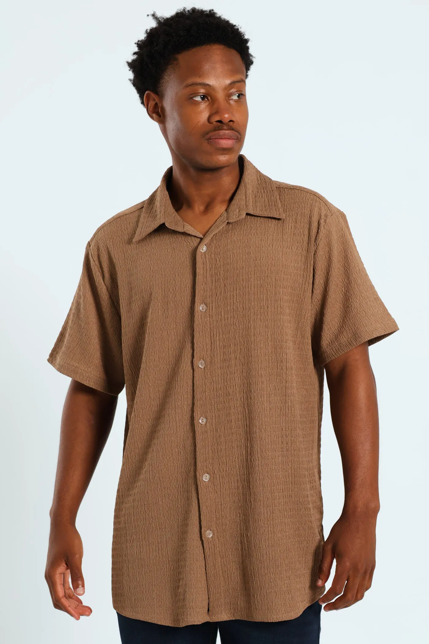 Crinkle Shirt - Taupe sold by Edgars