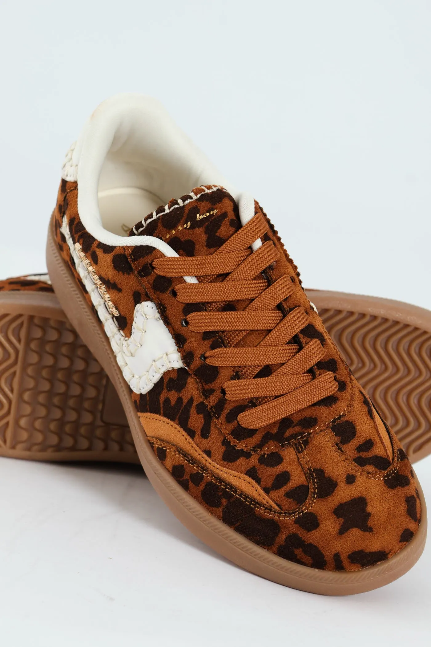 All Over Leopard Print Gum Outsole Sneaker - Brown sold by Edgars