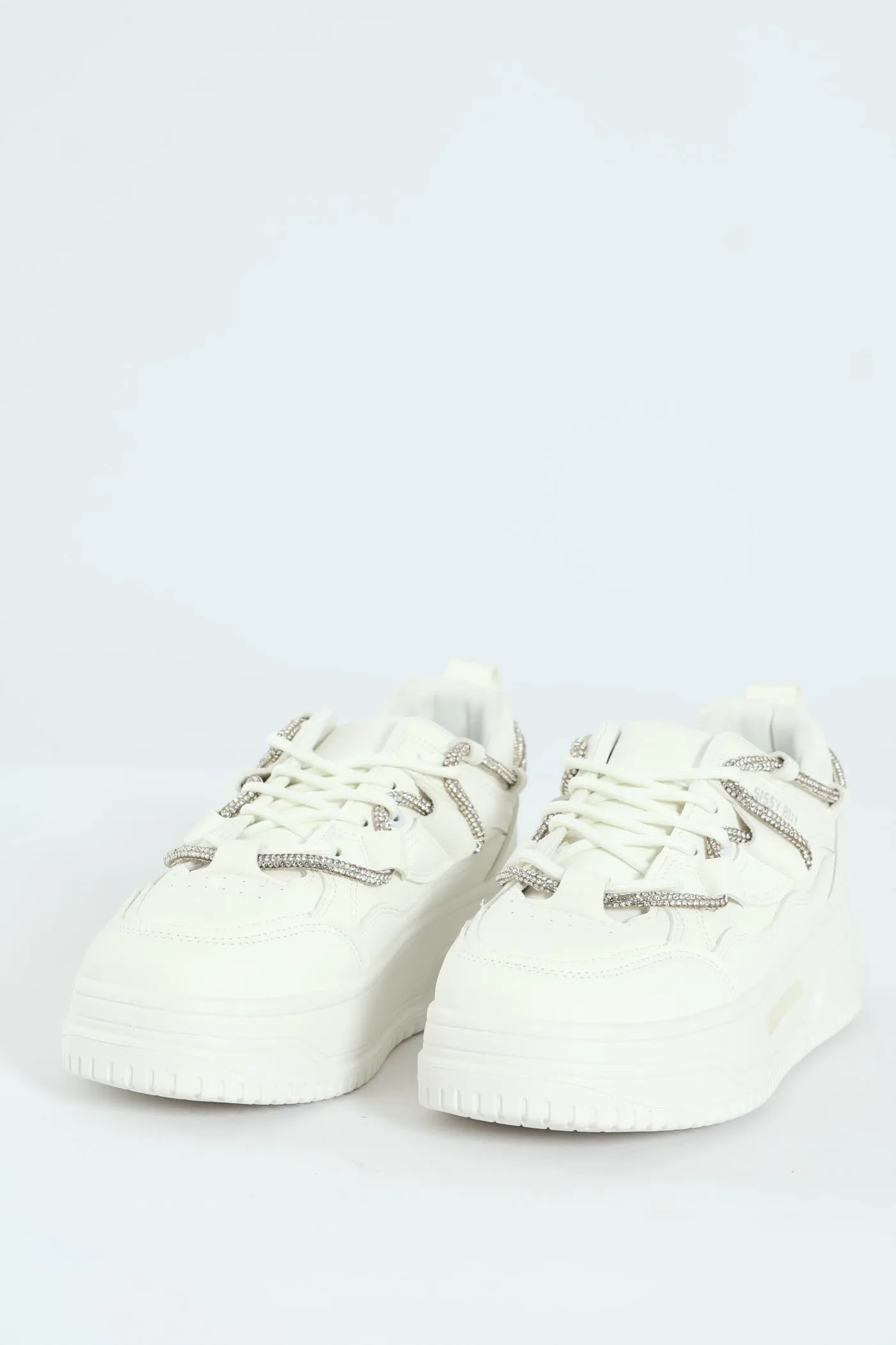 Diamante Band Chunky Sneaker - White sold by Edgars