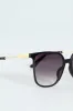 Square Cat Eye Gold Temple Smoke Gradient Sunglasses - Black sold by Edgars