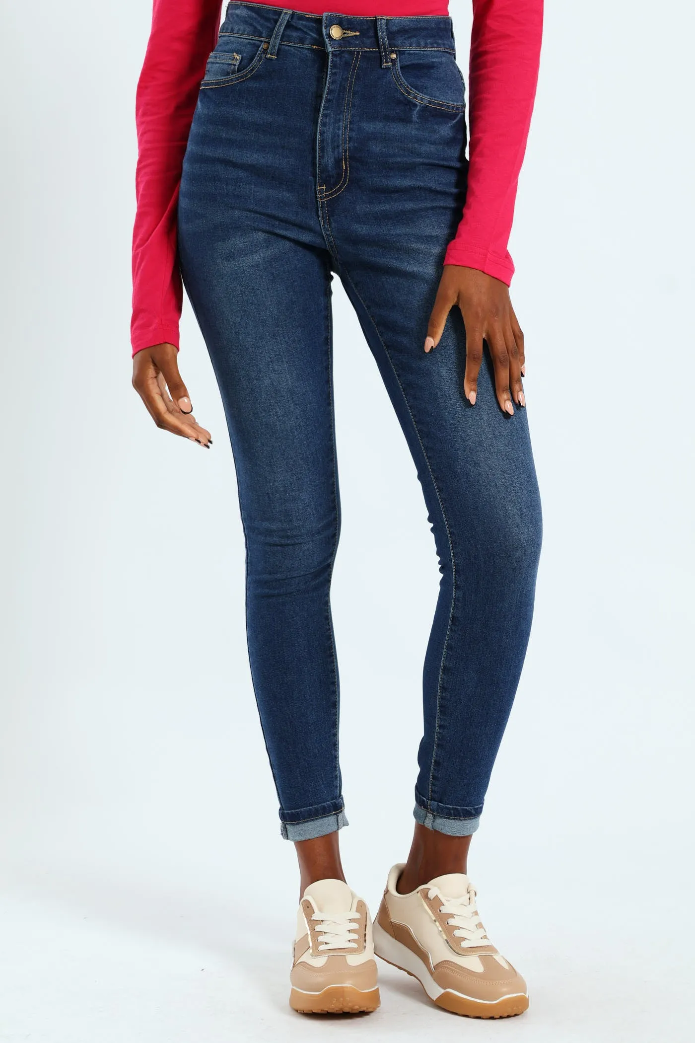 Turn Up Hem Skinny Jean - Med Wash sold by Edgars