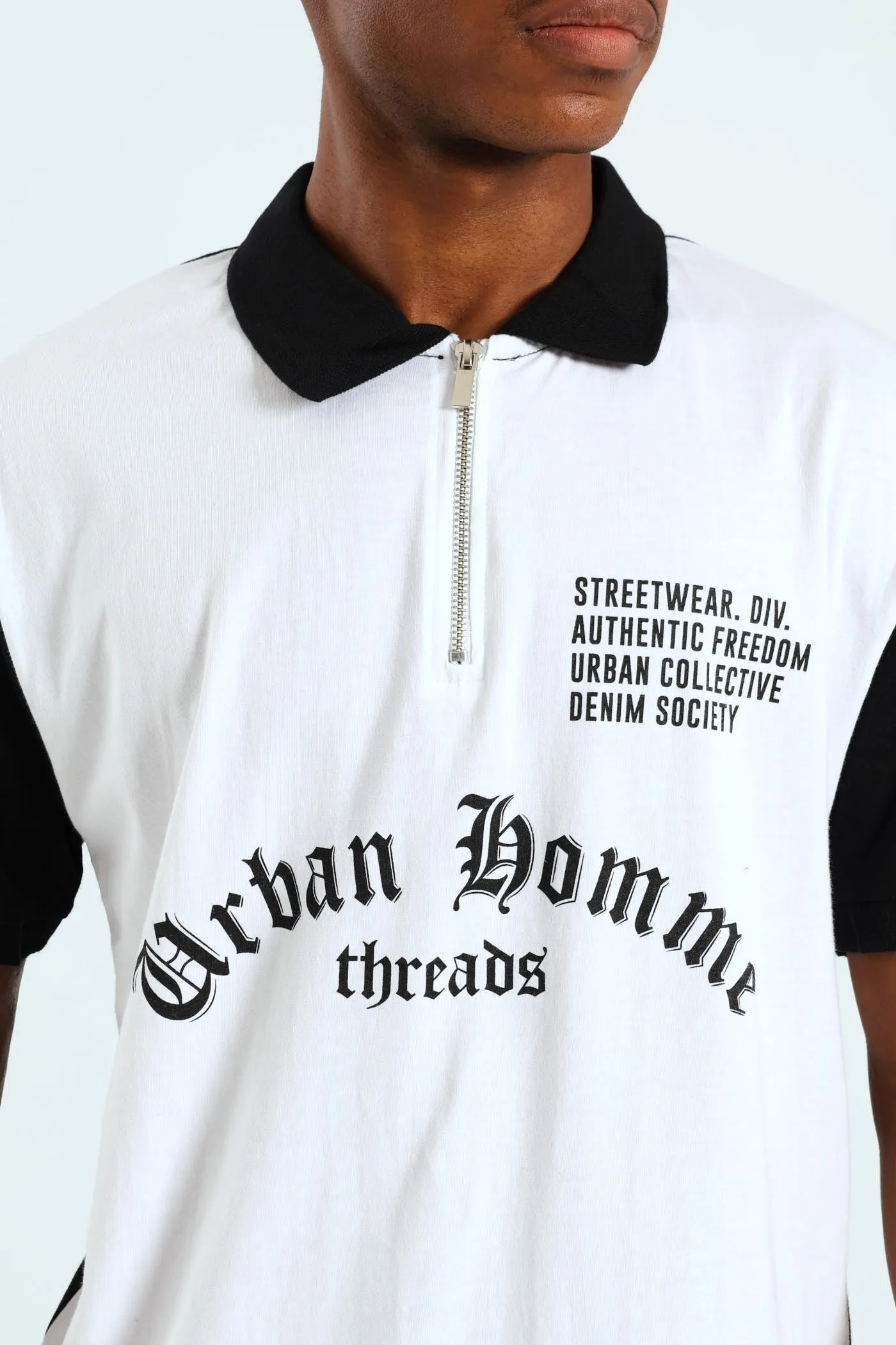 Colourblock Gothic Print Golfer - White/Black sold by Edgars product image thumbnail 2