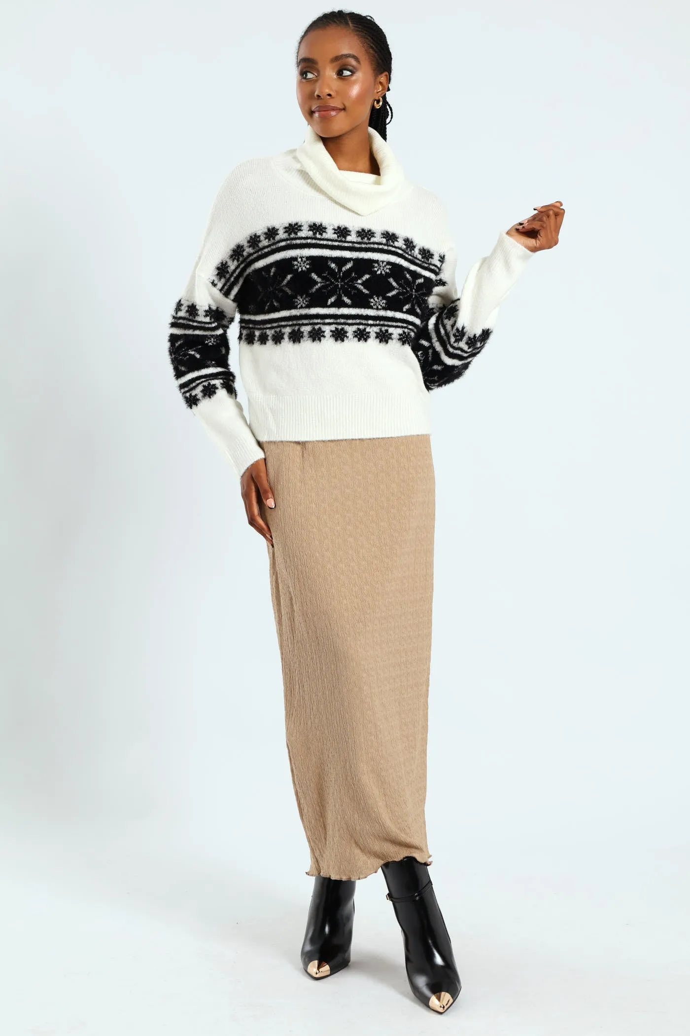 Crinkle Knit Tube Midaxi Skirt - Dark Beige sold by Edgars product image thumbnail 5