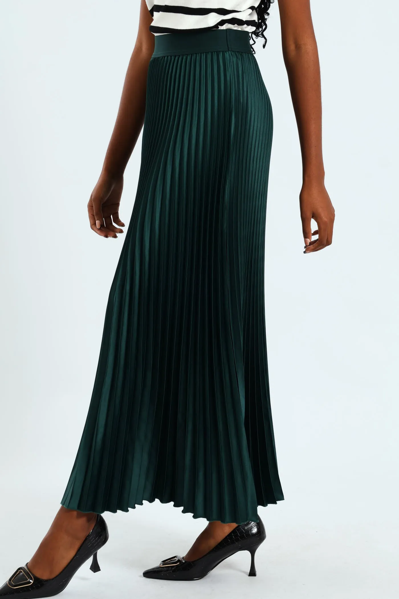 Pleated Satin Maxi Skirt - Emerald sold by Edgars product image thumbnail 2
