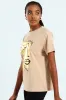 Abstract Faces Foil Tee - Beige sold by Edgars