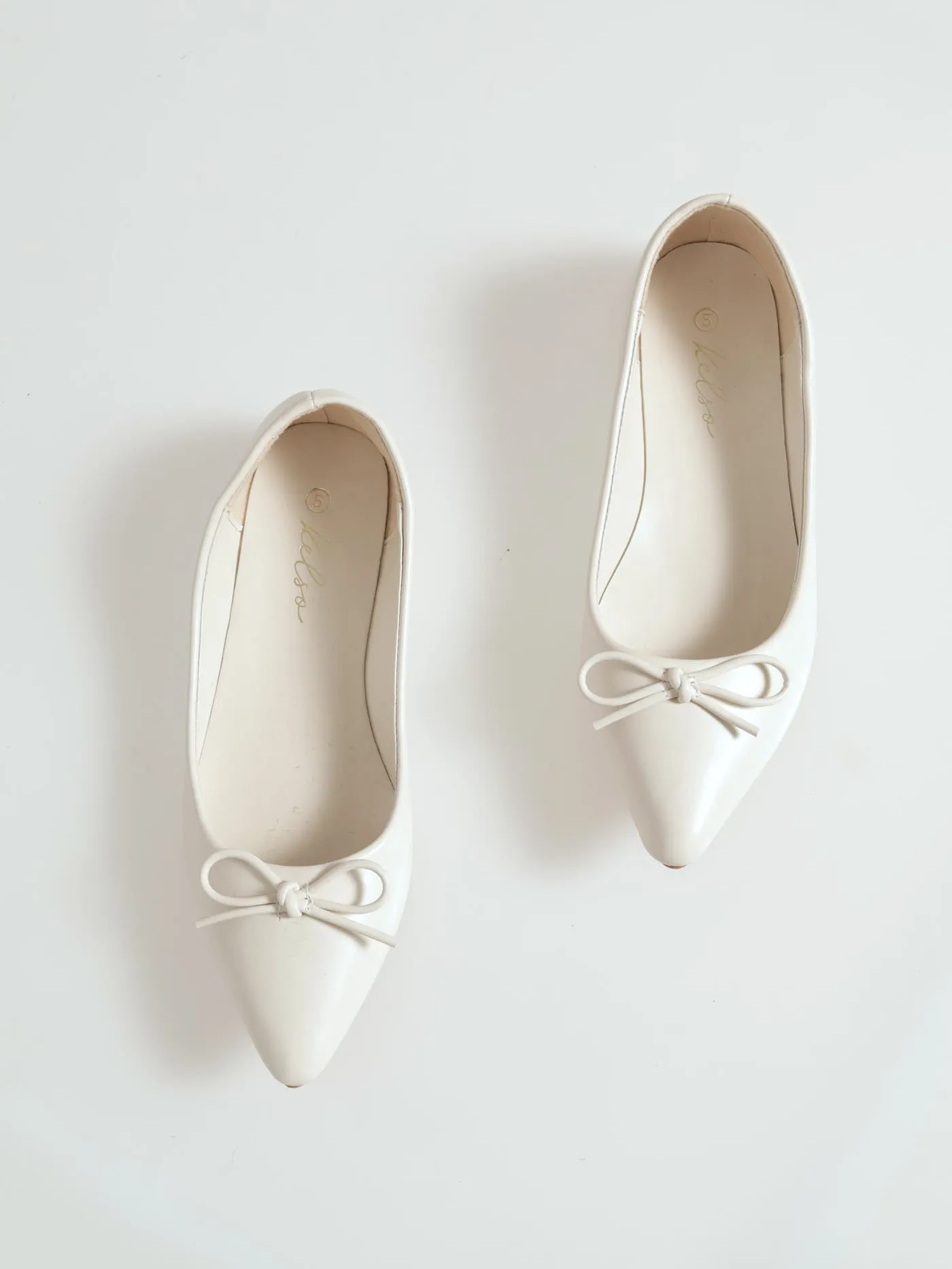 Pointed Bow Pumps - Off White sold by Edgars