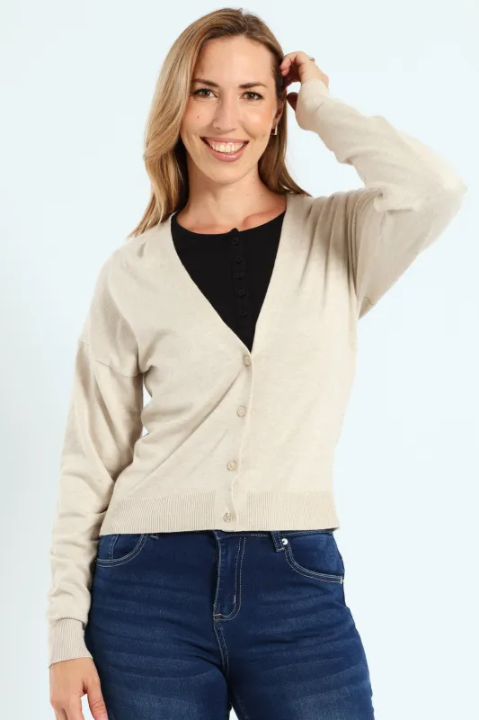 Classic Cardigan - Oatmeal Melange sold by Edgars 
