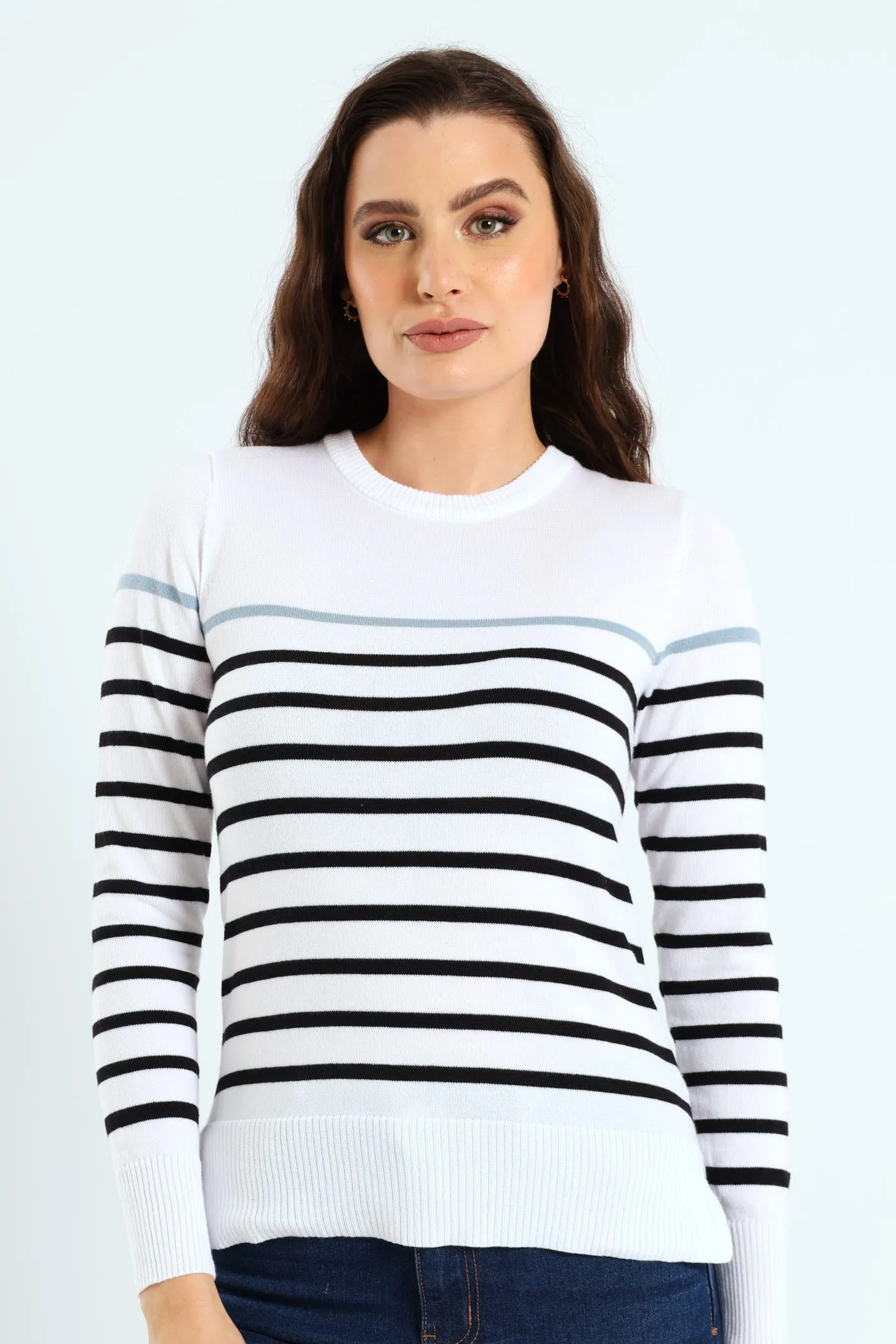 Striped Pullover - White/Black sold by Edgars