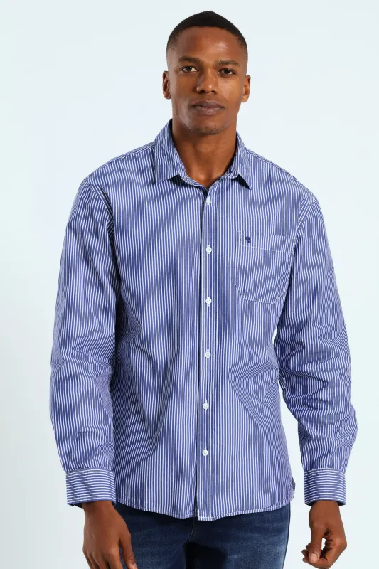 Long Sleeve Stripe Shirt - Blue/White sold by Edgars