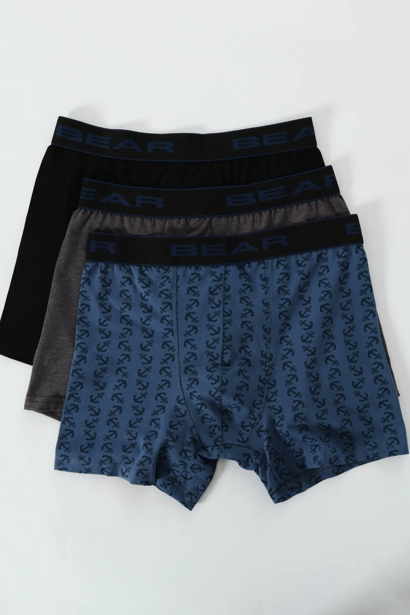 3 Pack Plain Bodyshorts - Navy/Grey Melange/Black sold by Edgars