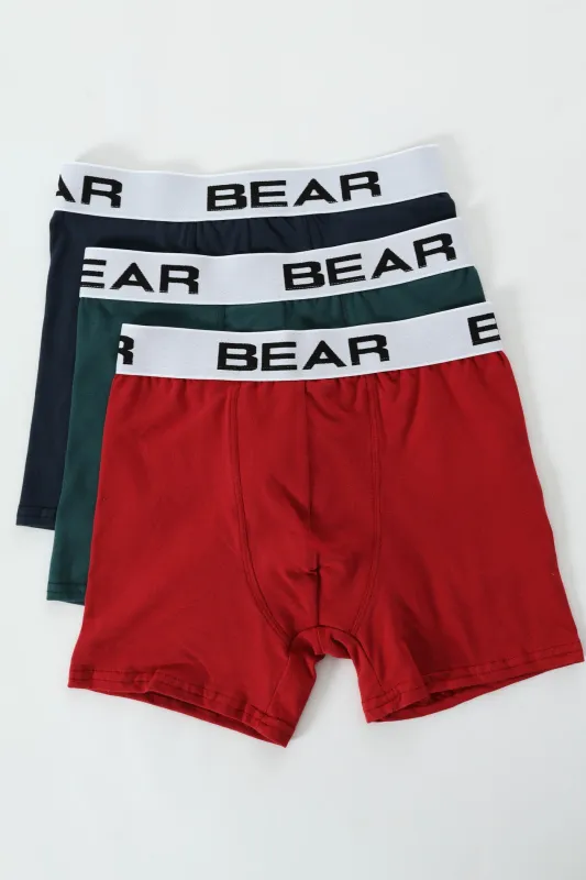 3 Pack Plain Bodyshorts - Navy/Teal/Shiraz sold by Edgars