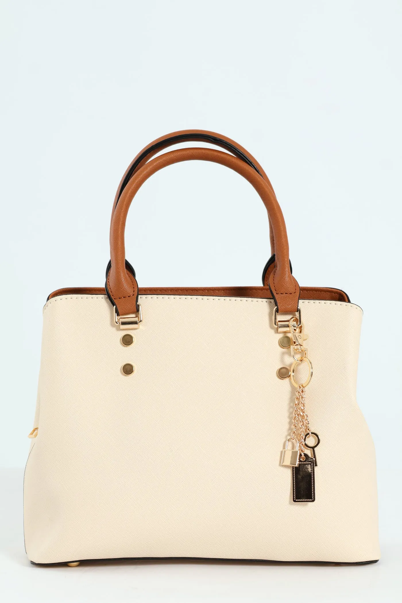 Colour Block Charm Tote Bag - Cream sold by Edgars