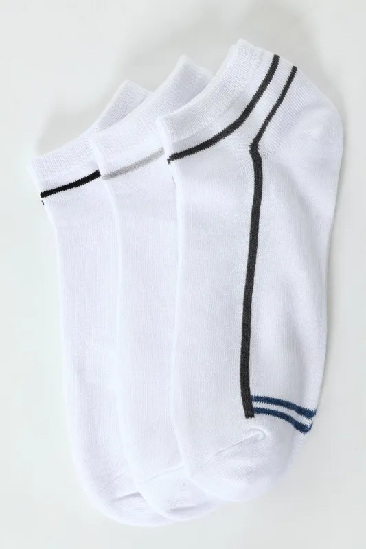 3 Pack Contrast Stripe Lowcut Socks - White sold by Edgars 