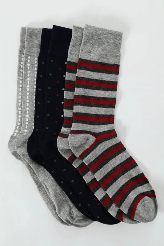 3 Pack Stripe & Dots Anklet - Grey/Navy sold by Edgars