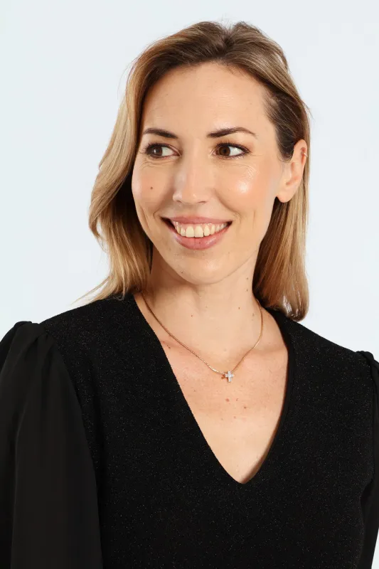 Double Diamante Cross Chain Necklace - Gold sold by Edgars