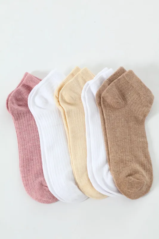 5 Pack Plain Naturals Low Cut Socks - Multi sold by Edgars 