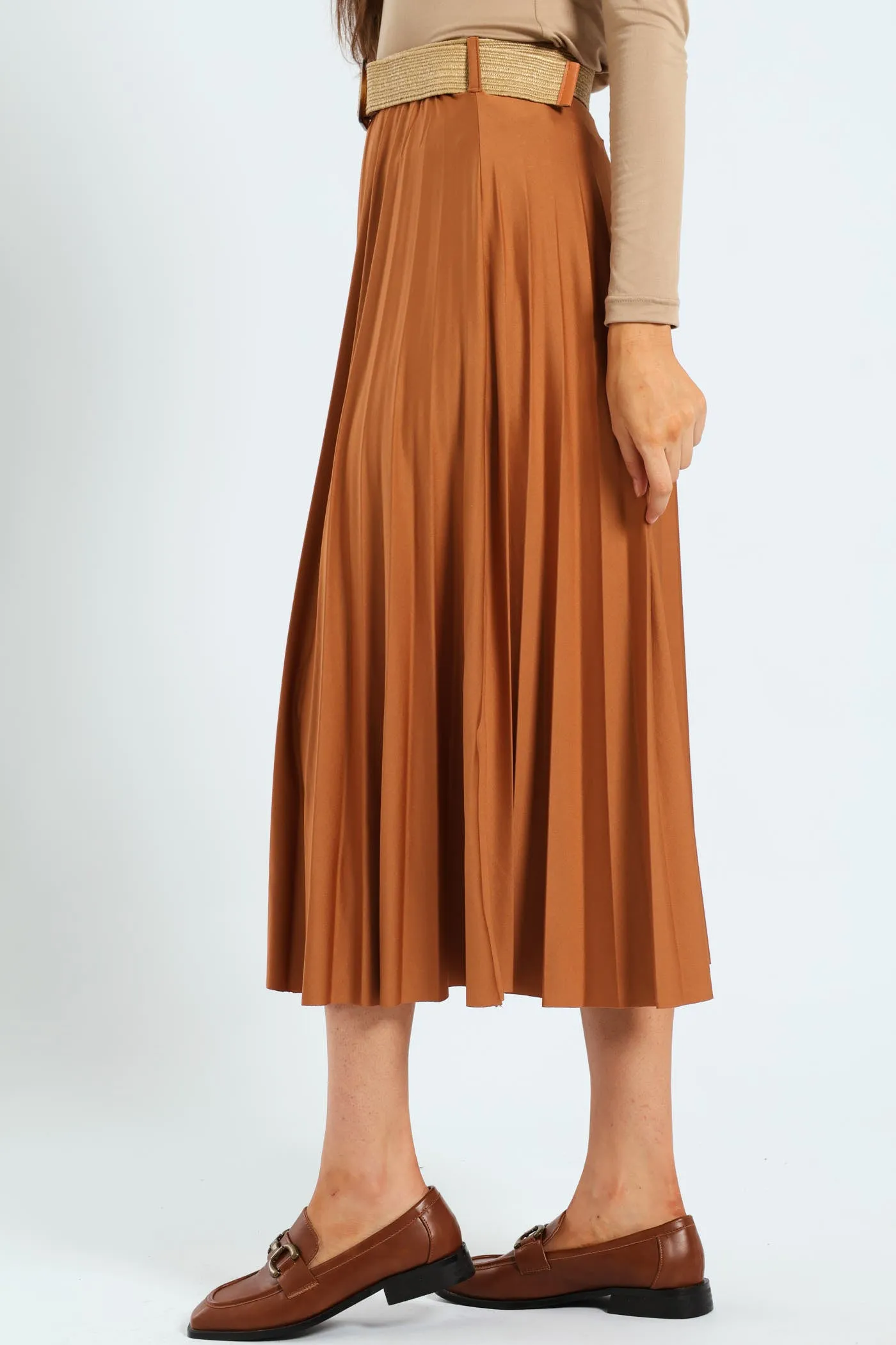 Belted Pleated Maxi Skirt - Caramel sold by Edgars product image thumbnail 3