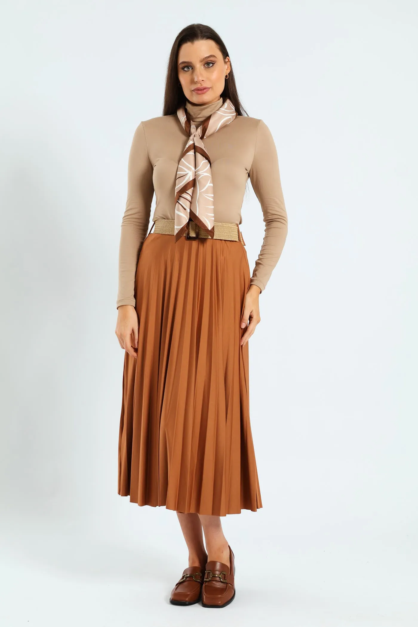 Belted Pleated Maxi Skirt - Caramel sold by Edgars product image thumbnail 2