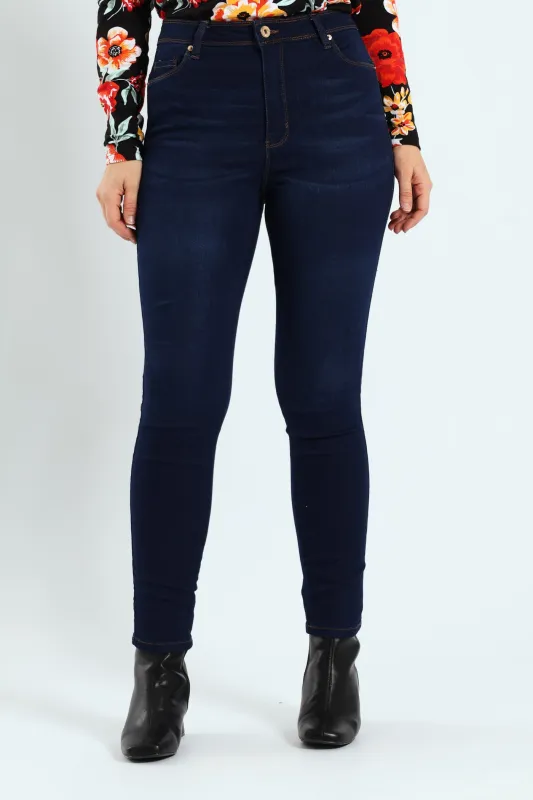 Push Up Hi-Waist Skinny Denim - Dark Wash sold by Edgars