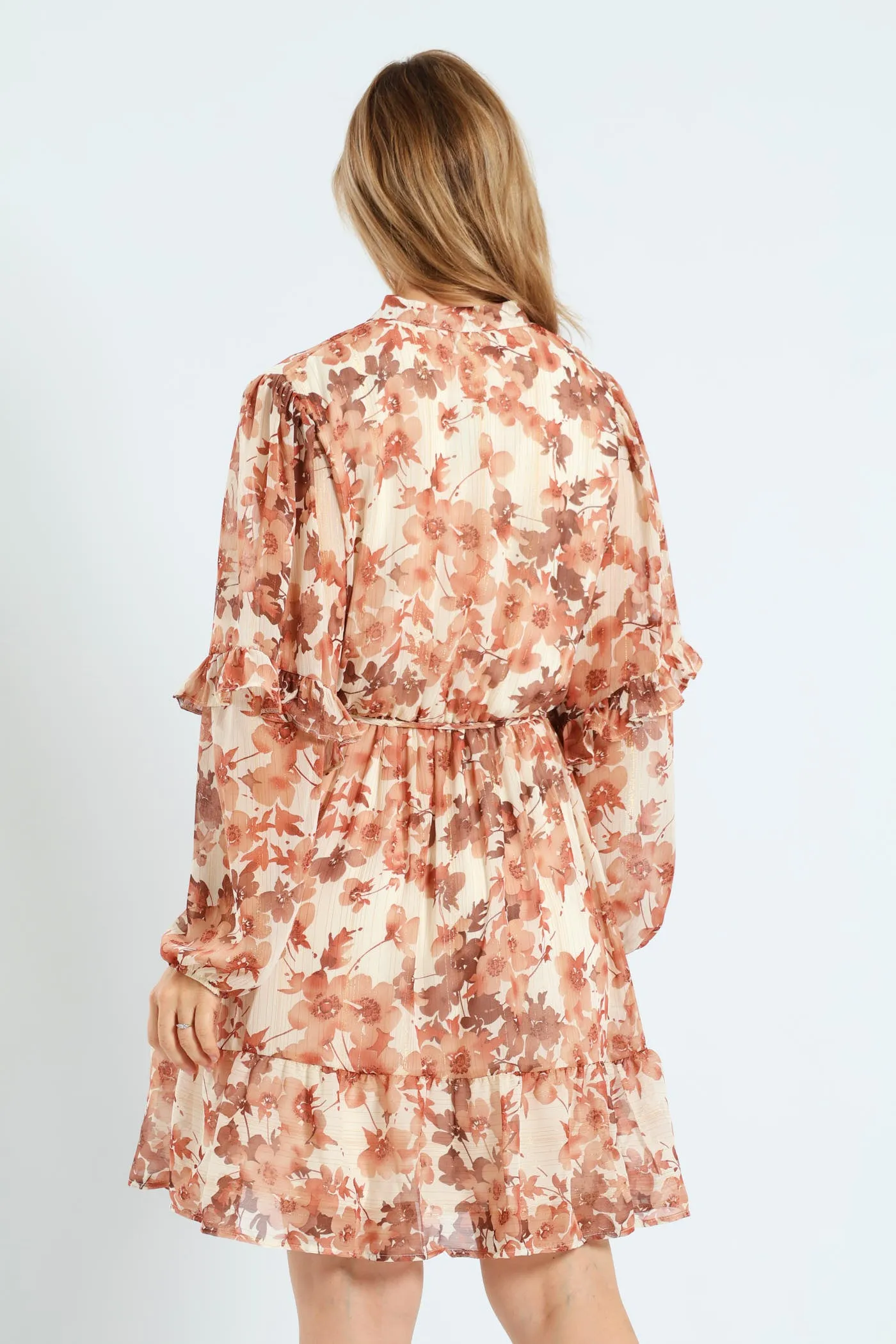 Mandarin Collar Tiered Frill Tea Dress - Cream sold by Edgars product image thumbnail 4