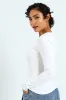 Long Sleeve Basic Scoop Neck Top - White sold by Edgars