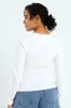 Long Sleeve Basic Scoop Neck Top - White sold by Edgars