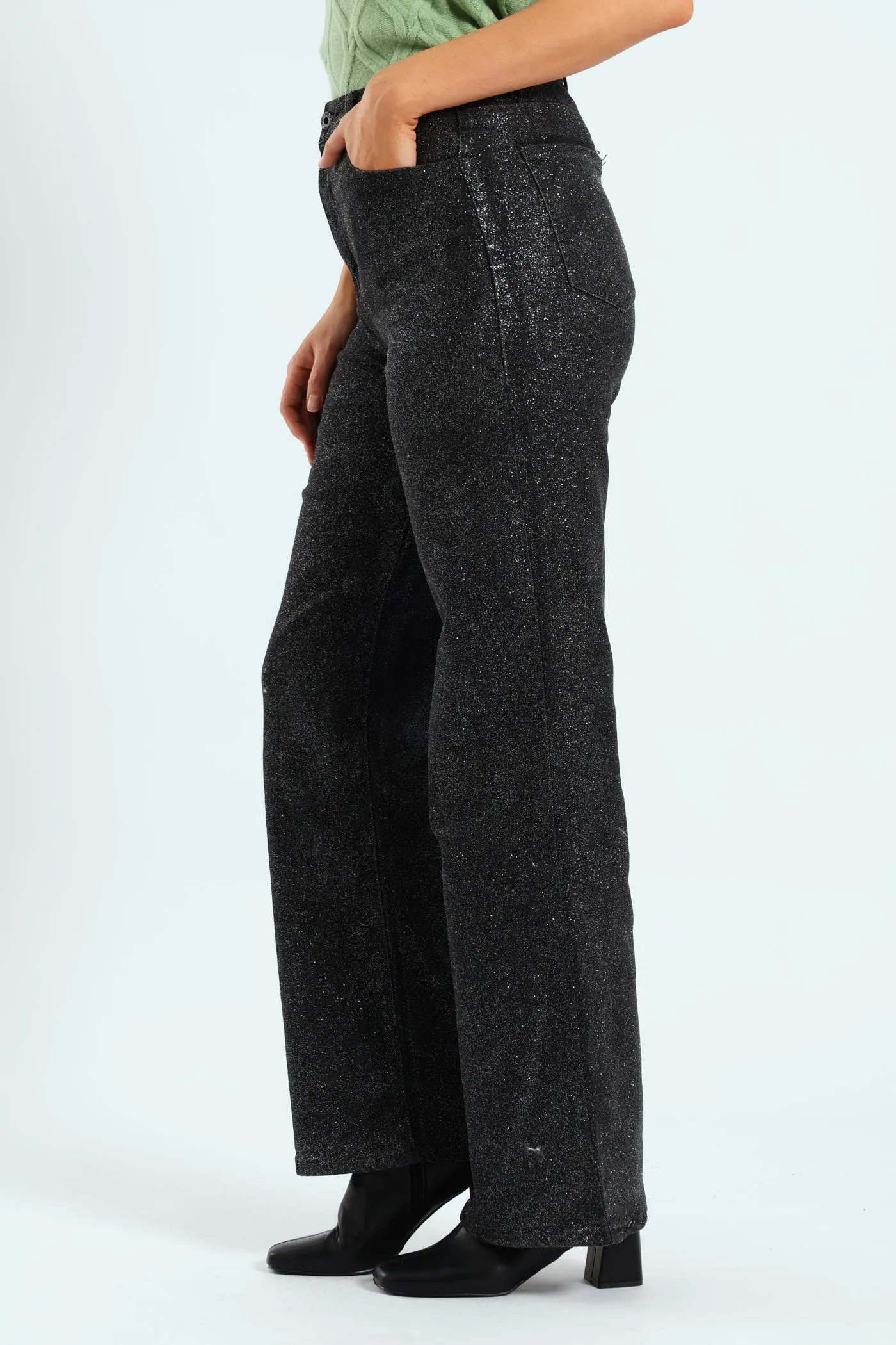 Glitter Wide Leg Jean - Black sold by Edgars product image thumbnail 2