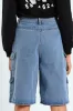 Girls Cargo Denim Jorts - Mid Blue sold by Edgars