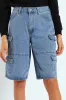 Girls Cargo Denim Jorts - Mid Blue sold by Edgars