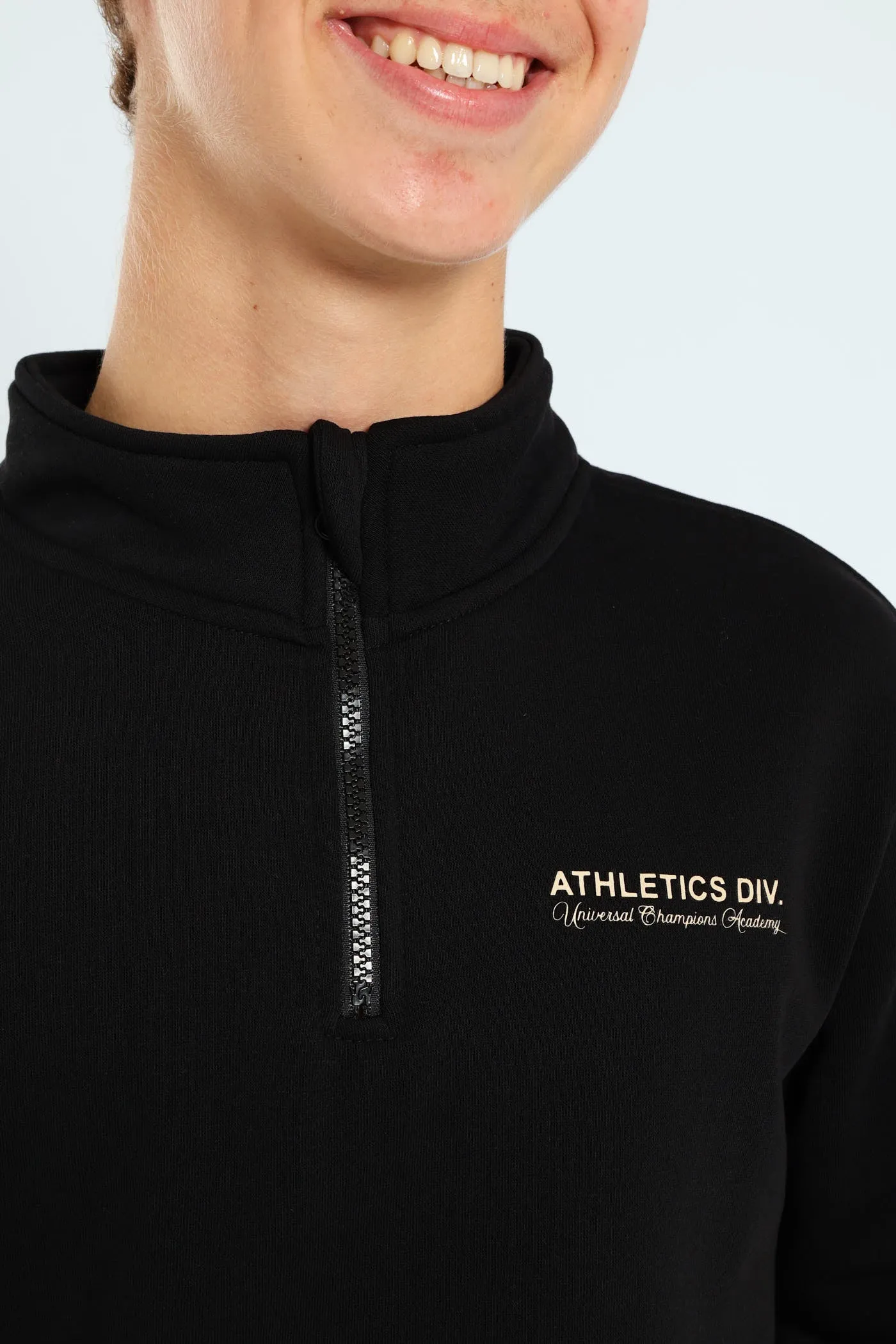 Boys Quarter Zip Silicone Athletics Back Print Fleece Top - Black sold by Edgars product image thumbnail 2
