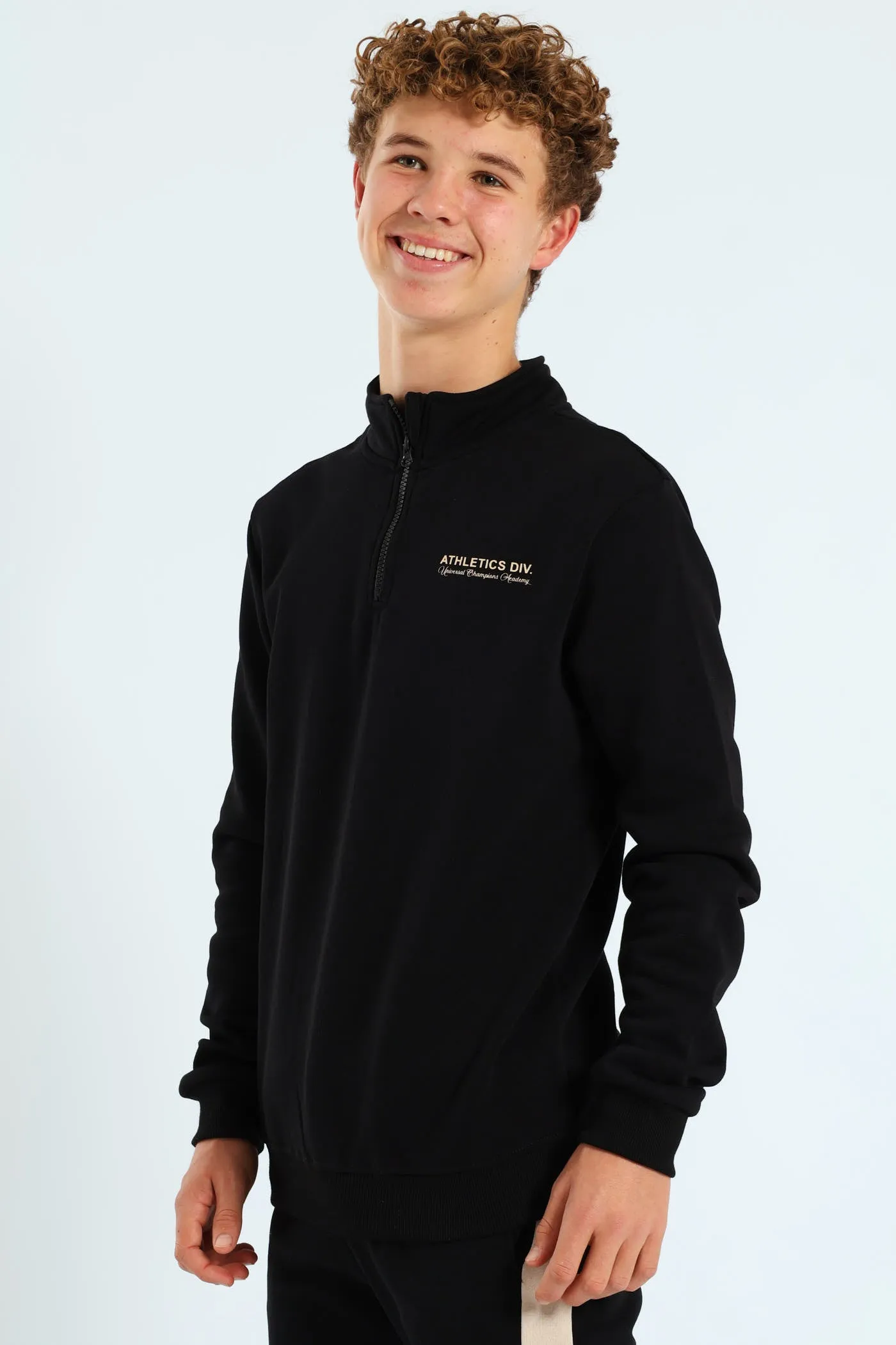 Boys Quarter Zip Silicone Athletics Back Print Fleece Top - Black sold by Edgars product image thumbnail 5