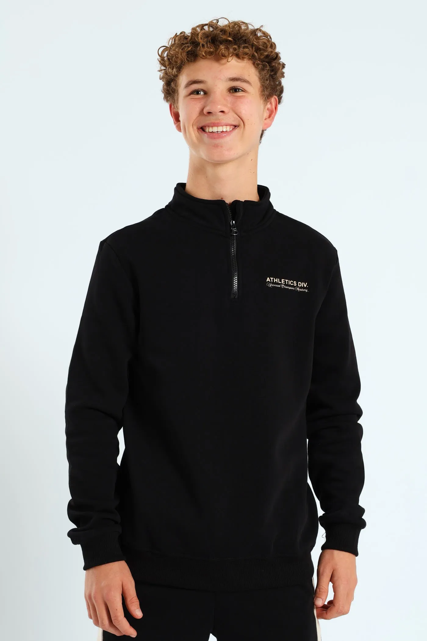 Boys Quarter Zip Silicone Athletics Back Print Fleece Top - Black sold by Edgars product image thumbnail 4