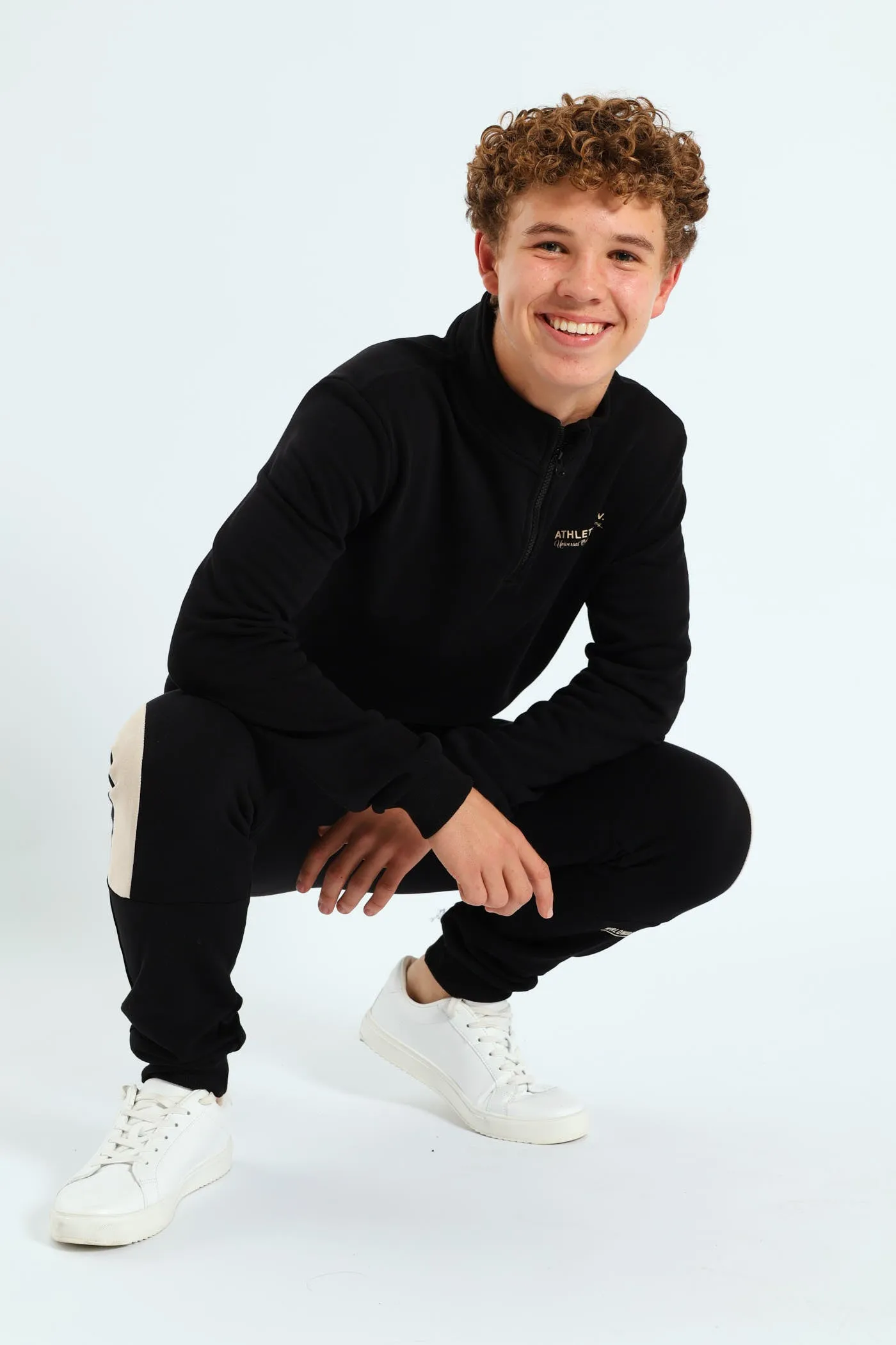 Boys Quarter Zip Silicone Athletics Back Print Fleece Top - Black sold by Edgars product image thumbnail 3