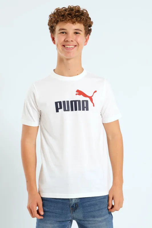Boys Essential Two Tone No.1 Tee - White sold by Edgars