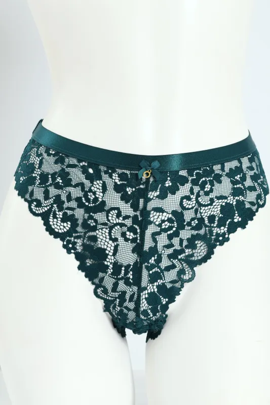 Full Lace Shimmer Waistband Hicut Panty - Teal sold by Edgars