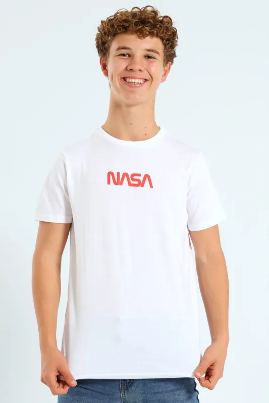 Boys NASA Front & Back Print Tee - White sold by Edgars