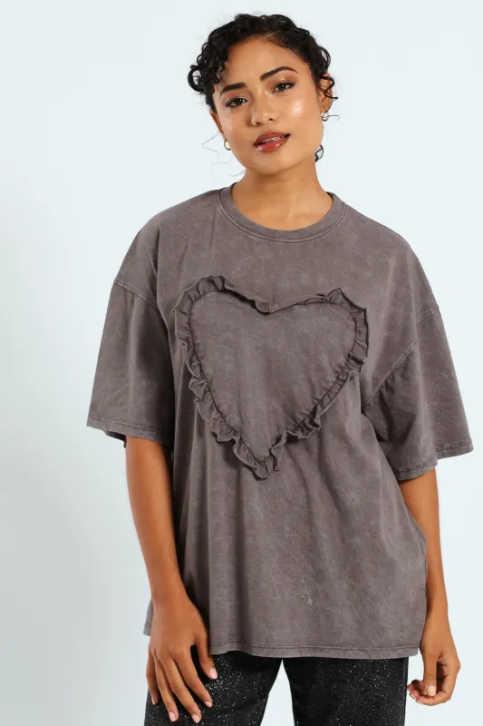 Pigment Heart Tee - Charcoal sold by Edgars