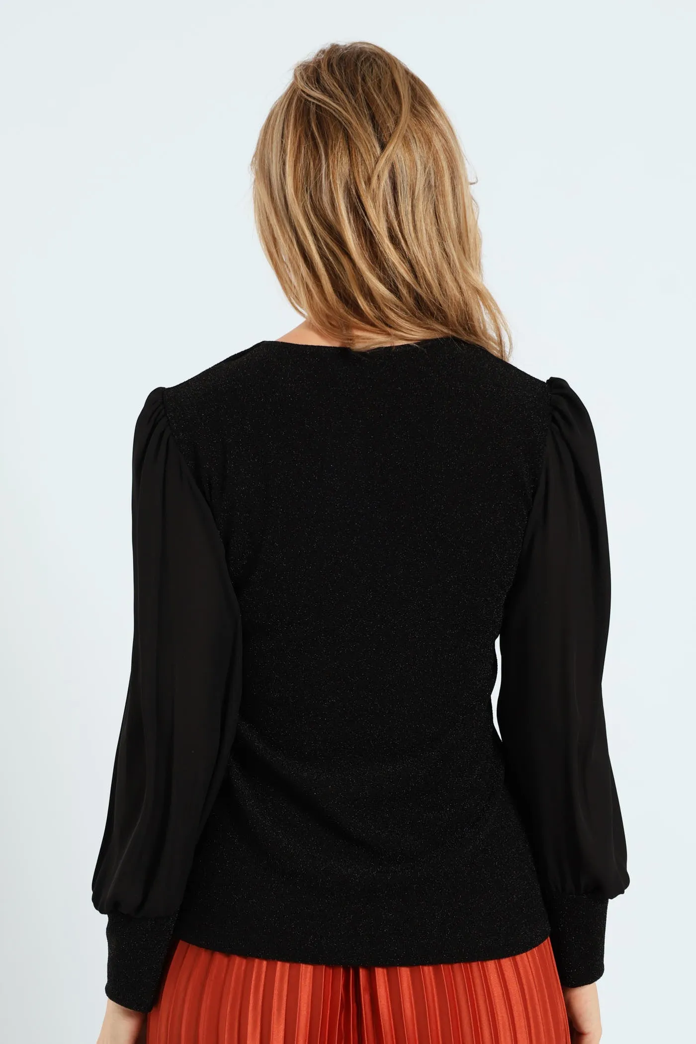 V-Neck Shimmer Combo Blouse - Black sold by Edgars product image thumbnail 4