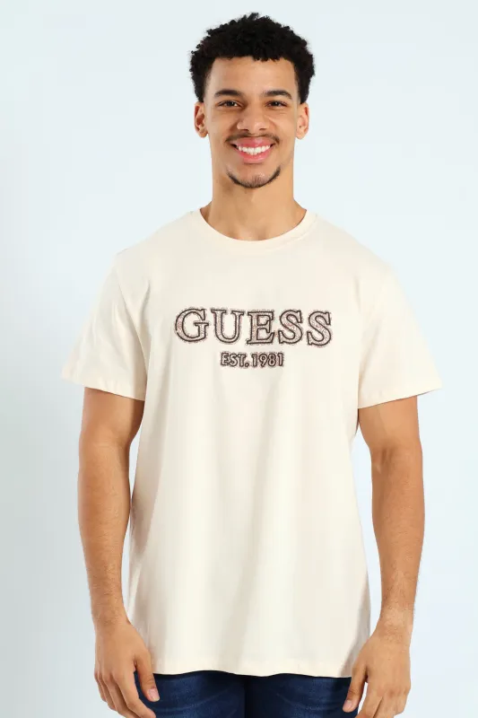 Short Sleeve Embroidered Tee - Vanilla sold by Edgars
