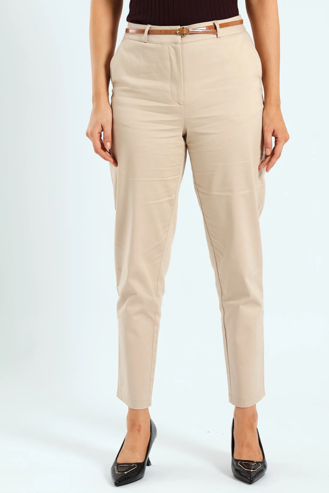 Chino Belted Pants - Cream sold by Edgars