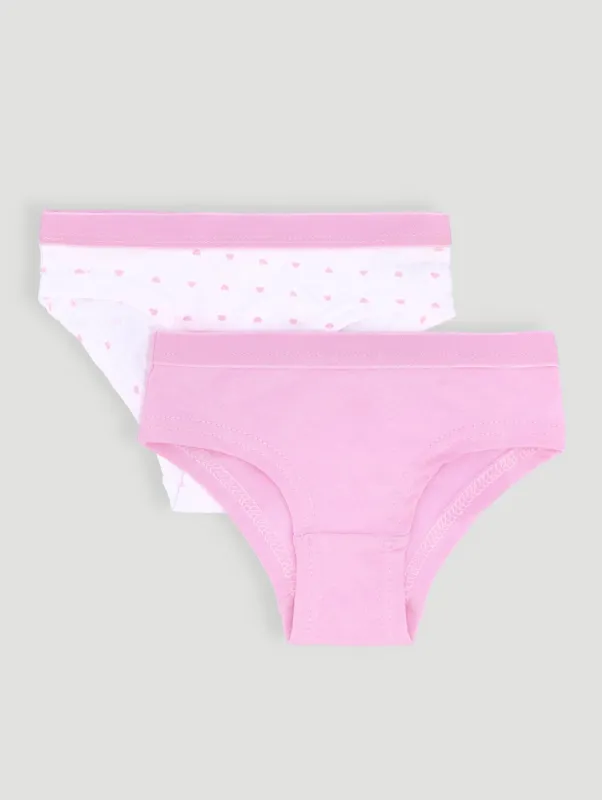 Pre-Girls 2 Pack Hearts Cotton Boyleg Panties - Pink sold by Edgars