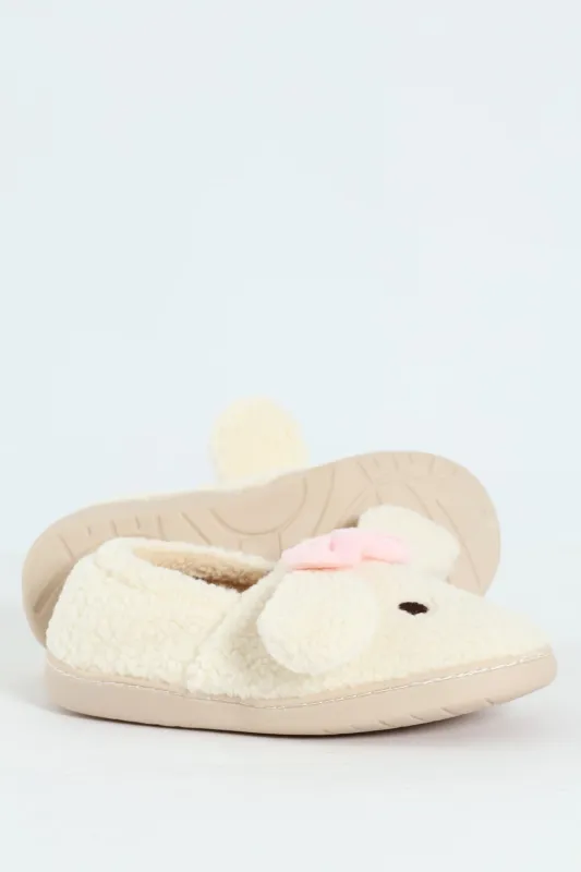 Bow Detail Full Closed Slipper - Natural sold by Edgars