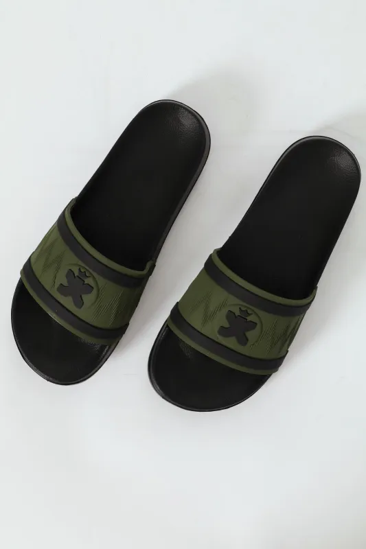 Rubber Upper Pool Slide - Olive sold by Edgars