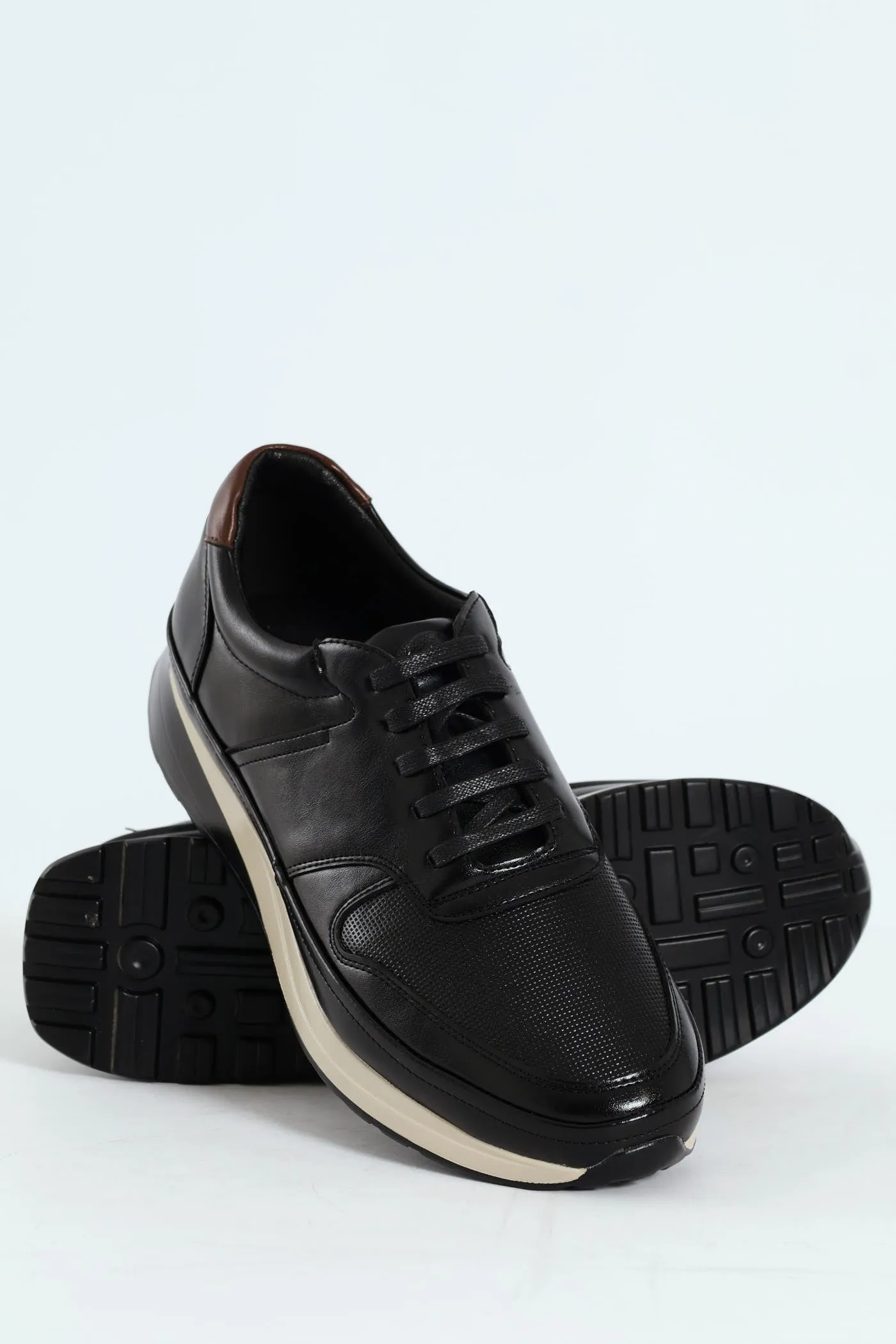 Pin Punched Detail Panelled Smart Casual Shoe - Black sold by Edgars