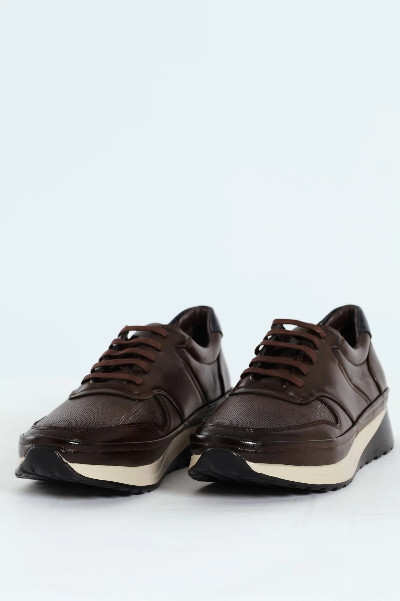 Pin Punched Detail Panelled Smart Casual Shoe - Chocolate sold by Edgars